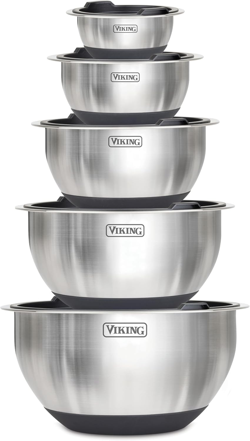 Set of stacked mixing bowls for sourdough dough