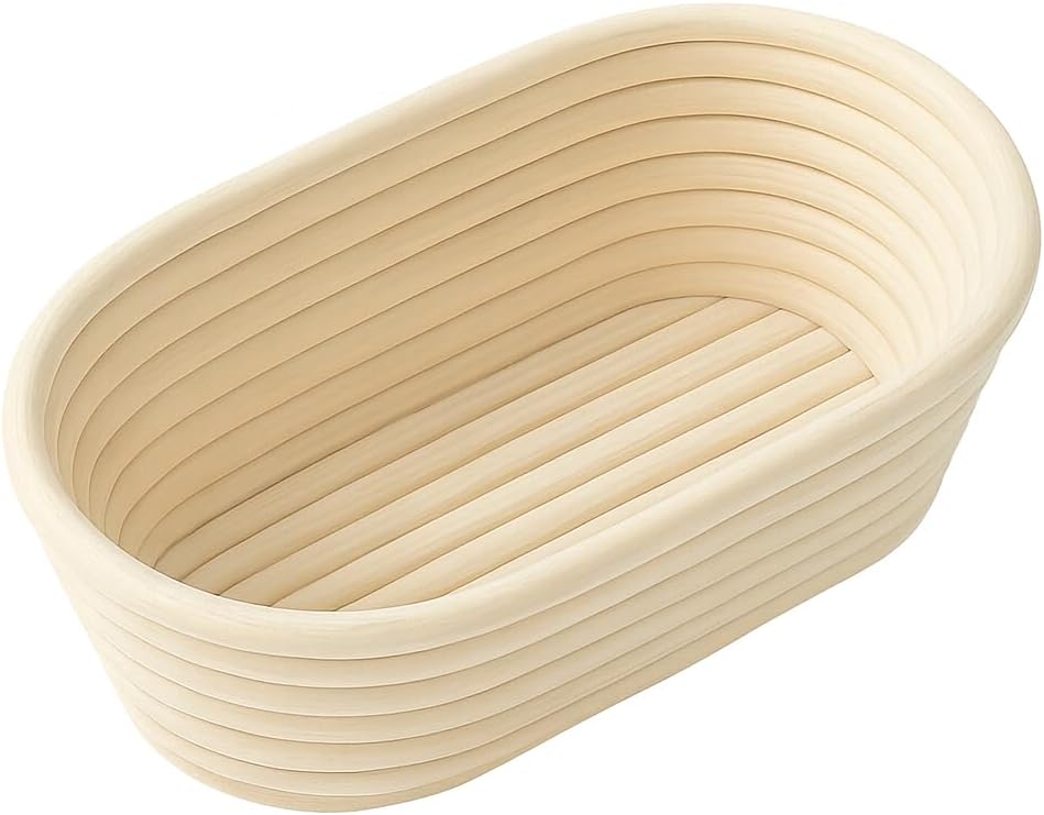 Oval banneton proofing basket dusted with flour