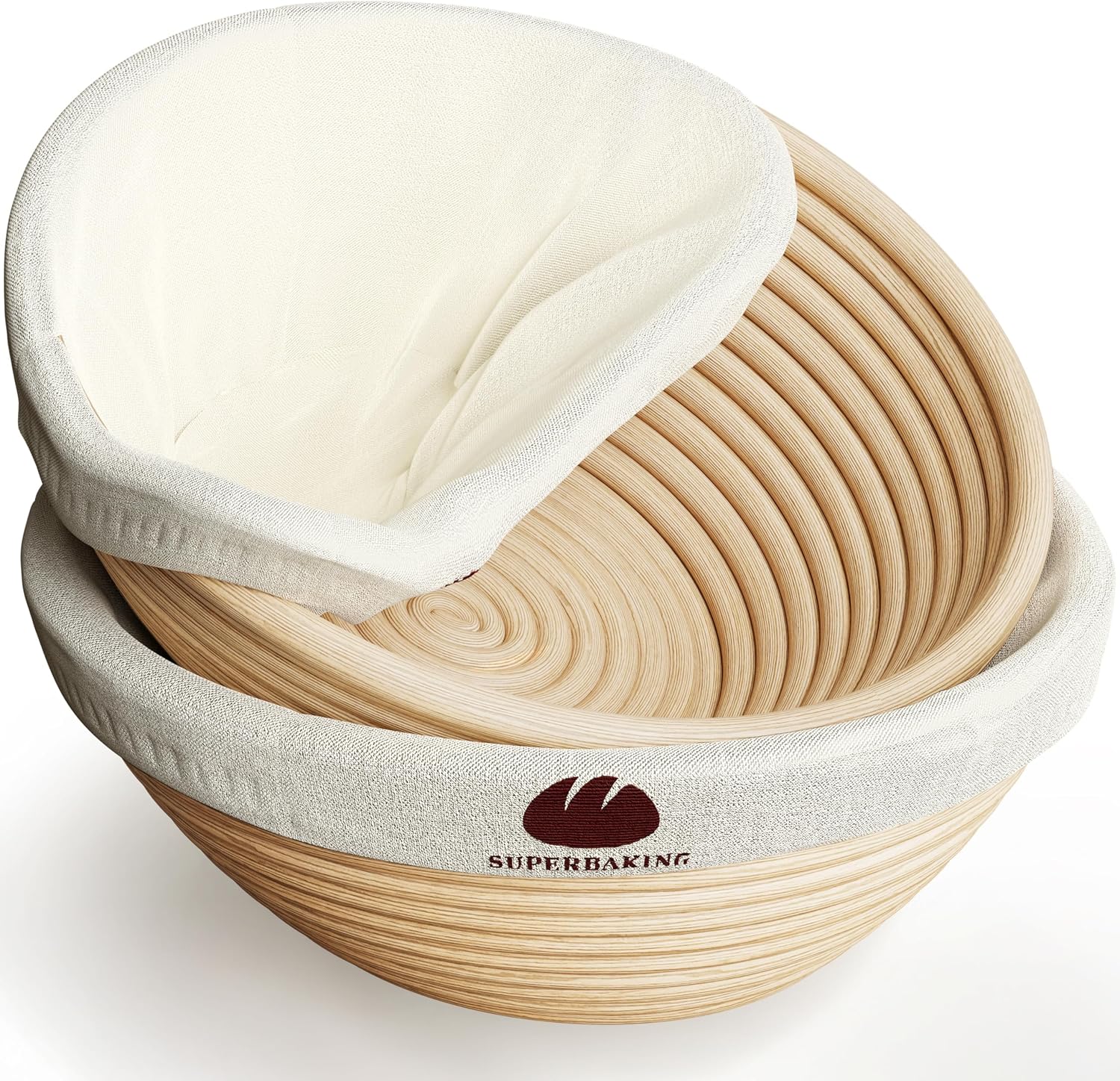 Round banneton proofing basket dusted with flour