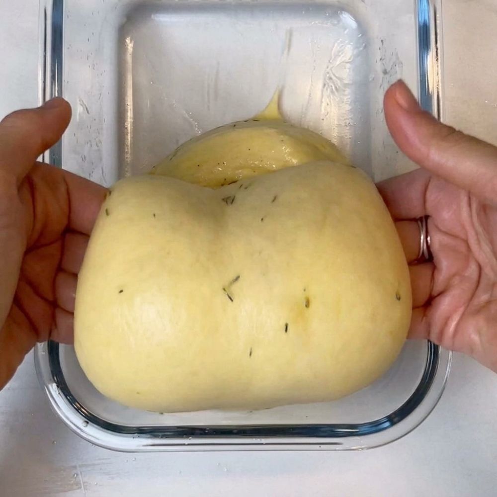 Shaped saffron sourdough dough resting before the cold proof